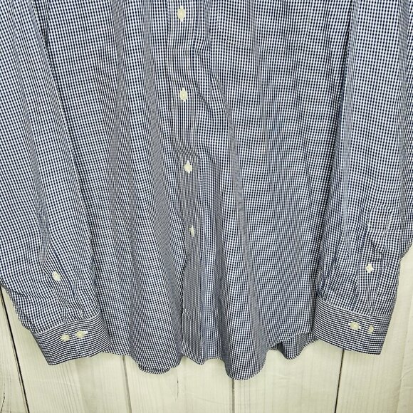 Brooks Brothers Madison Blue Gingham Supima Cotton Non-Iron Long-Sleeve Men's L - Picture 4 of 7